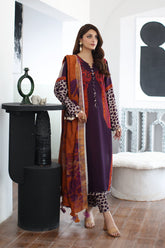 3-PC Unstitched Printed Lawn Shirt with Chiffon Dupatta and Trouser CP4-08